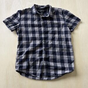 Y2K 21 MEN Shirt Mens Small Blue Plaid Flannel Short Sleeve Button Up Casual